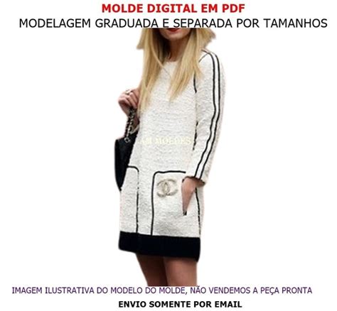 Molde Vestido Manga Longa Bolso Elo7 Produtos Especiais