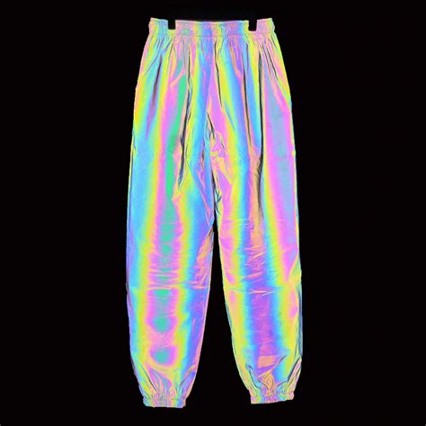 Men Colorful Reflective Pants Rainbow Jogger Pu27 Iawear Hip Hop Joggers Hip Hop Pants Mens