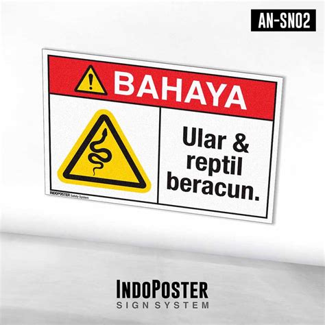 Jual Stiker Safety Sign Rambu K3 ANSI Bahaya Ular Dan Reptil Beracun