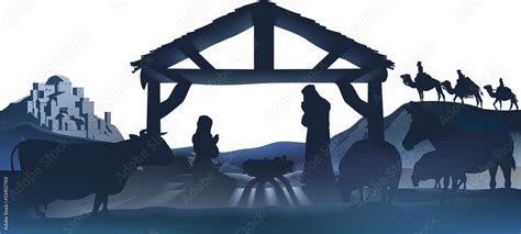 Christmas Nativity Scene Silhouette Stock Illustration | Adobe Stock