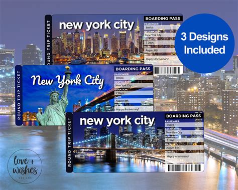 New York City Tickets New York City Trip Ticket NYC Ticket Editable