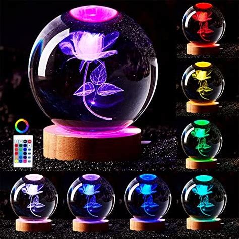 3D Rose Crystal Ball Lamp 3 15 Inch Crystal Ball Night Light With