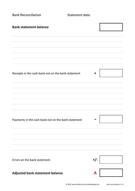 Free Printable Bank Reconciliation Templates
