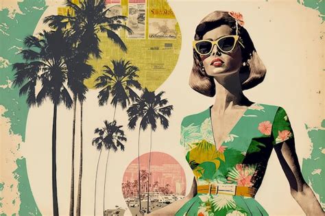 Premium AI Image | Summer travel vacation concept 60s retro pop art ...