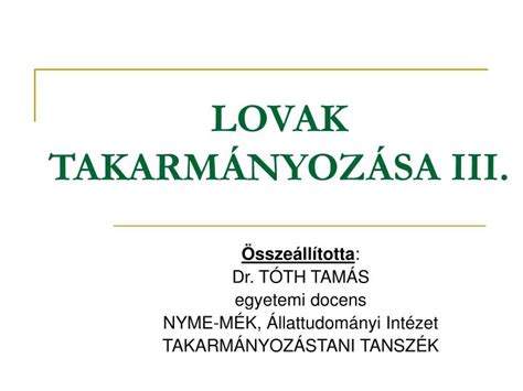 PPT LOVAK TAKARMÁNYOZÁSA III PowerPoint Presentation free download