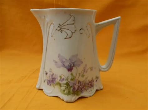 Pot Lait Ancien En Porcelaine De Style Art Nouveau D Cor Violettes