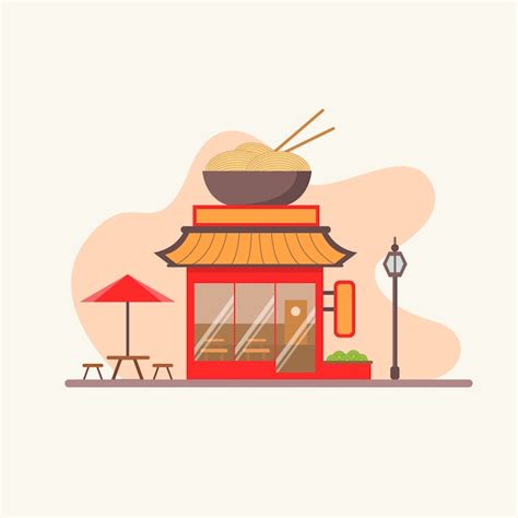 Premium Vector Chinese Street Restaurant Illustration