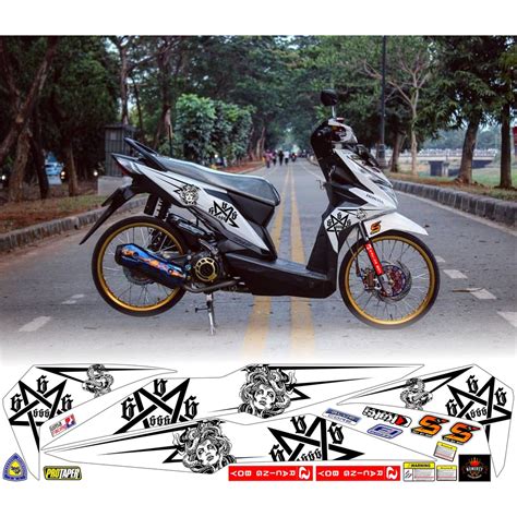 Jual NM STICKER STRIPING HONDA BEAT NEW ESP MOTIF MEDUSA WARNA PUTIH