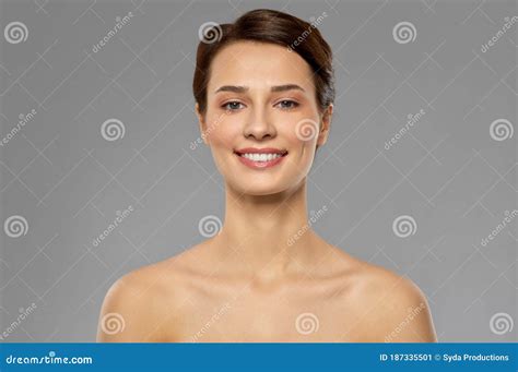 Beautiful Young Woman With Bare Shoulder Stock Image Image Of Happy