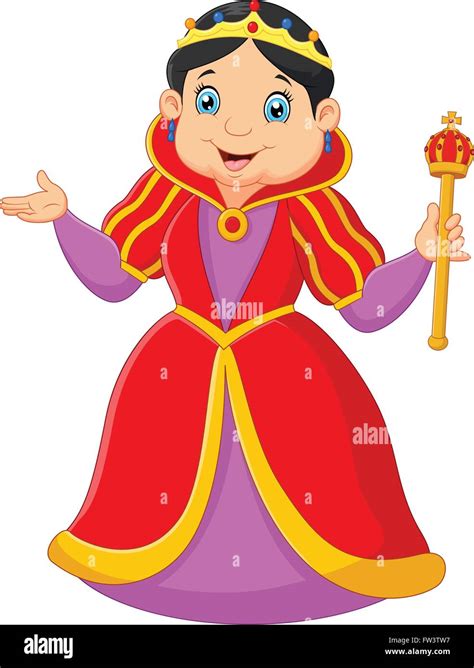 Cartoon Queen Holding Scepter Stock Vector Image And Art Alamy