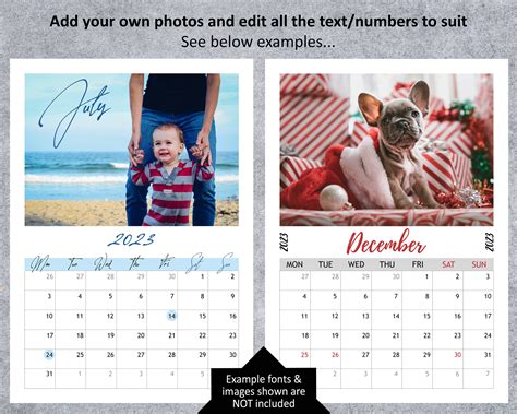 11x17 2023 CALENDAR PSD Template Monday Start Editable Layers Photoshop ...