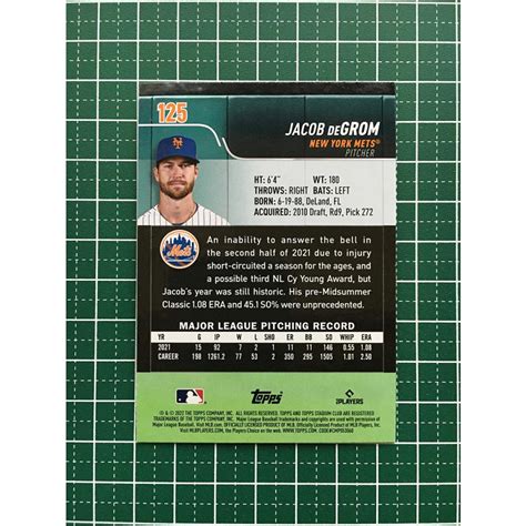 TOPPS MLB 2022 STADIUM CLUB 125 JACOB DEGROM NEW YORK METS ベースカード