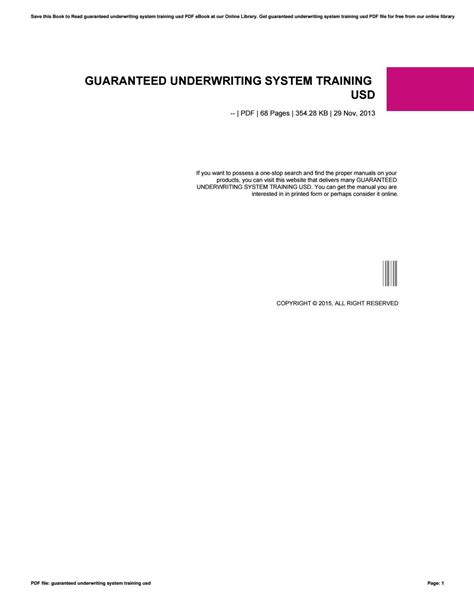 Guaranteed Underwriting System Training Usd By V503 Issuu