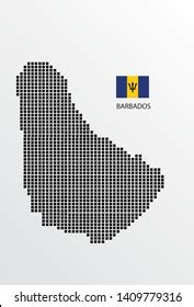 Barbados Map Design Square Flag Barbados Stock Vector Royalty Free