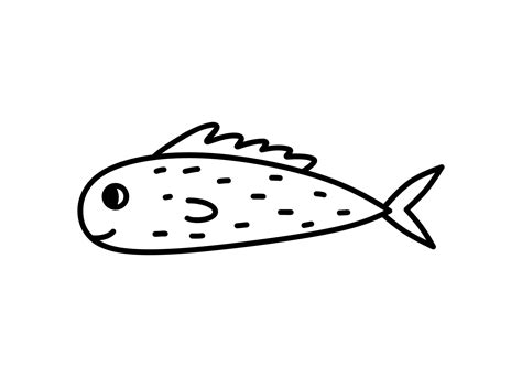 Cute Fish Isolated On White Background Vector Hand Drawn Illustration