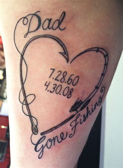 Fishing Memorial Tattoo In Memory Fishing Tattoos Fish Hook Heart