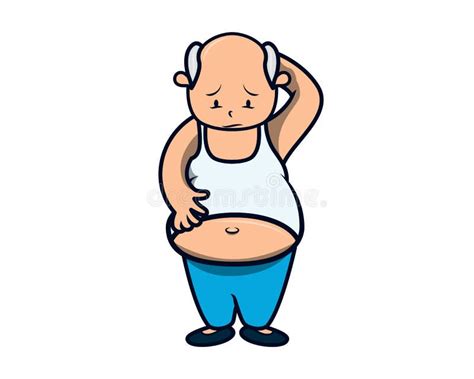 Fat Man Looking at His Belly Illustration Stock Vector - Illustration ...