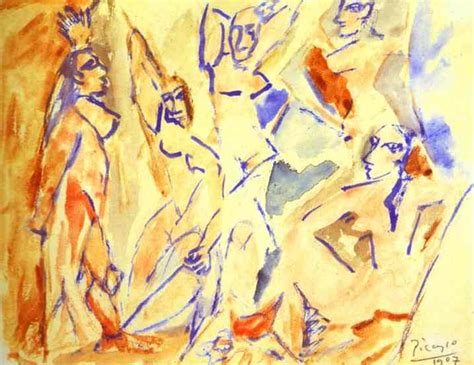 Pablo Picasso Sketch For The Demoiselles D Avignon Hamamda Banyo Yapan