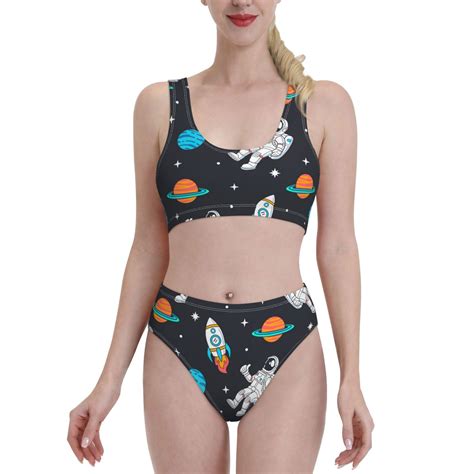 Haiem Space Women S High Waisted Bikini Set Two Piece Bathing Suits