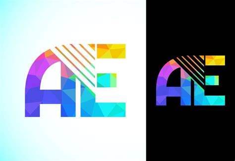 Polygonal Letter A E Logo Design Vector Template Low Poly Graphic