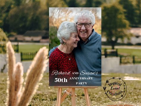 Anniversary Party Welcome Sign, Custom PRINTABLE Photo Template, Large