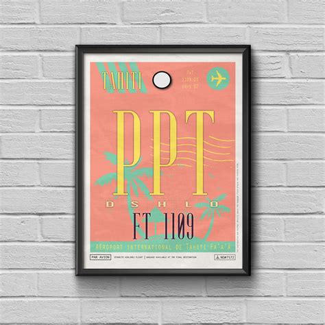 Papeete Airport Tag Tahiti Travel Poster PPT Airport Code - Etsy | Tahiti travel, Tahiti, Travel ...