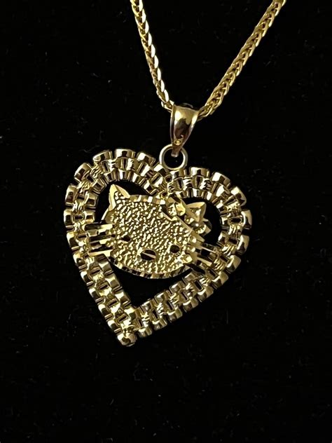 10k Solid Yellow Gold Heart Shaped Rolex Style Hello Kitty Charm W