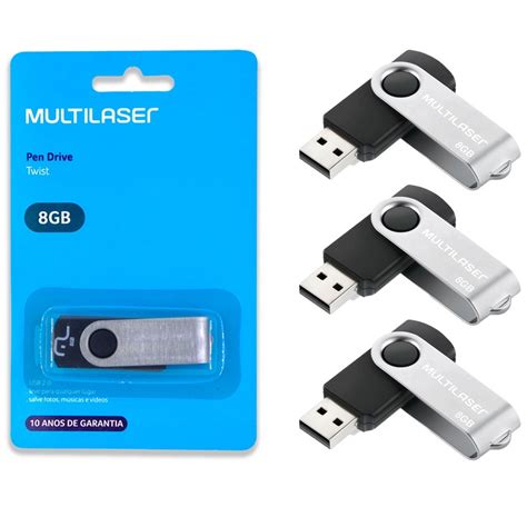 Pendrive 32gb 16gb 8gb Multilaser 2 0 USB Twist Leitura 10MB S E