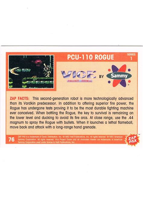 Zap Pax Nr 76 Vice Project Doom Nintendo Nes 90er Trading Card