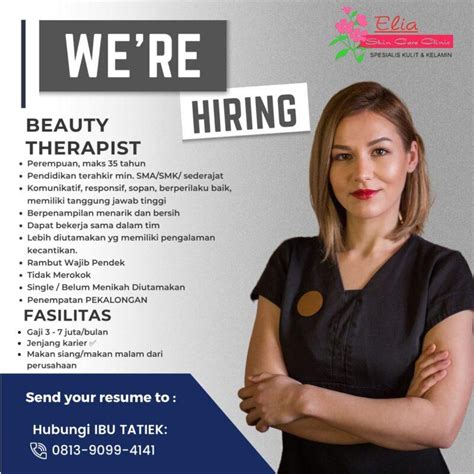 Lowongan Kerja Beauty Therapist Di Elia Skin Care Clinic LokerSemar Id