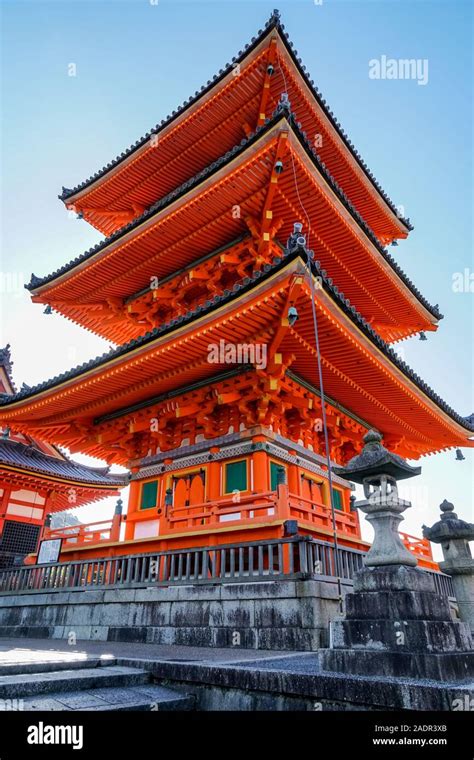 Three Story Pagoda Of Kiyomizu Dera Temple In Kyoto Japan Stock Photo