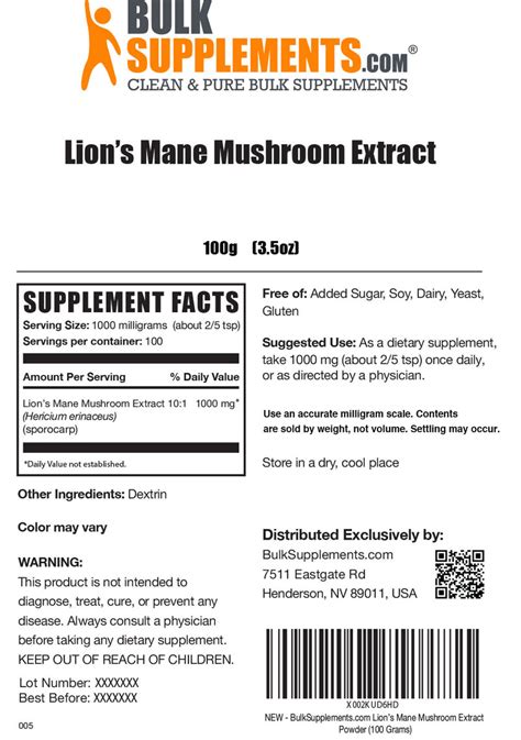 Lions Mane Mushroom Powder - Brain Booster & Immune System Support