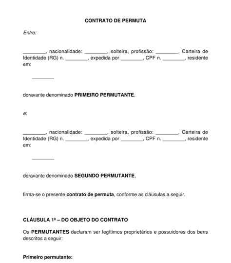 Contrato De Troca De Bens Modelo Exemplo Word E Pdf Hot Sex Picture