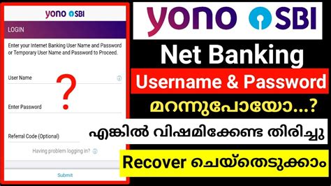 How To Recover Yono Sbi Username And Password Youtube