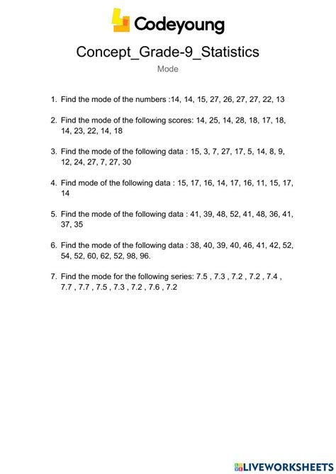 Statistics activity for 9 | Live Worksheets