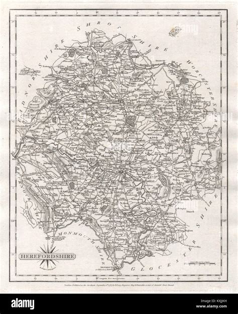 Antique County Map Of Herefordshire By John Cary 1787 Old Chart Stock