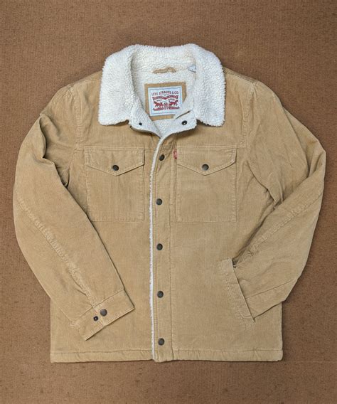 Levis Mens Corduroy Sherpa Trucker Jacket Tan — Daves New York