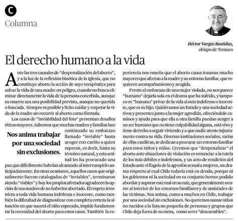 Prensa Uc Temuco Columna Obispo El Derecho Humano A La Vida