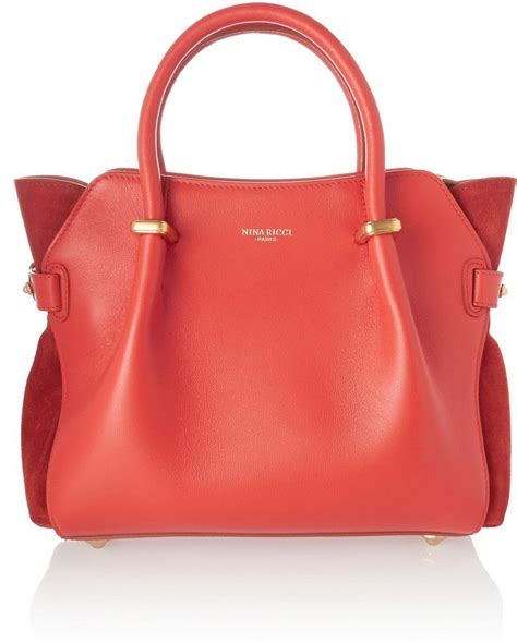 Nina Ricci Le Marché Small Leather And Suede Tote Leather Handbags