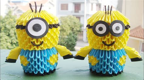 How To Make 3D Origami Small Minion paper minions toy cómo hacer un