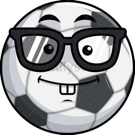 Delighted Soccer Ball Emoji Cartoon Clipart Vector - FriendlyStock