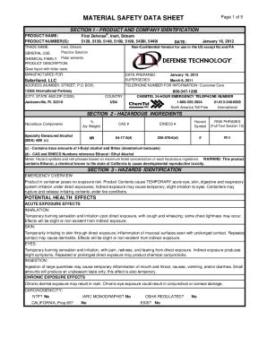 Fillable Online Safety Data Sheet Defense Quest Specialty Fax Email