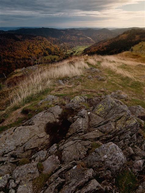 Stunning Valley On The Slope Of A Craggy Hillside Surrounded By Lush