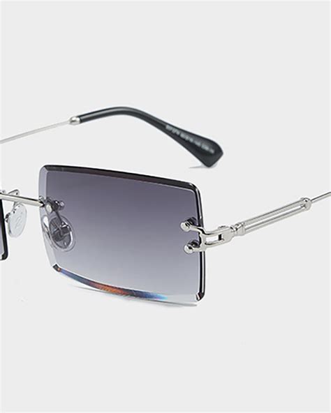 Square Frame Rimless Sunglasses