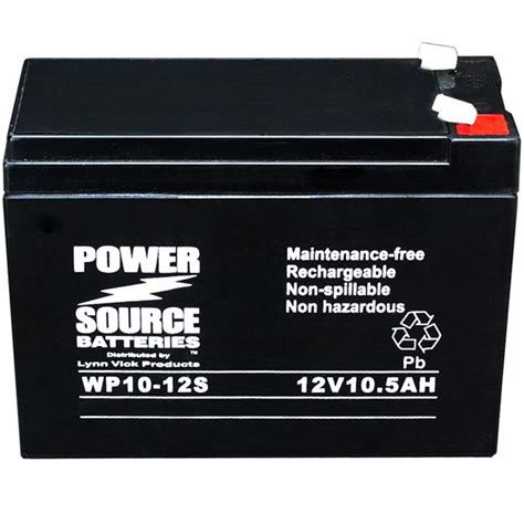 Power Source WP10 12S SLA Sealed AGM Battery 12 Volt 10 5 Ah Replaces 10ah