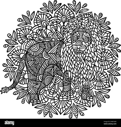 Lion Mandala Coloring Pages for Adults Stock Vector Image & Art - Alamy