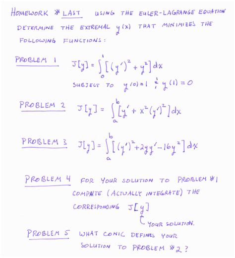 Solved Using The Euler Lagrange Equation Determine The