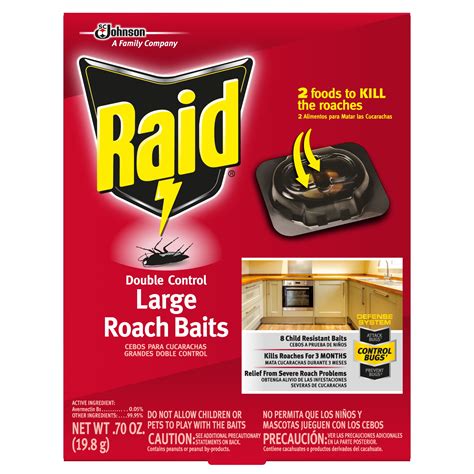 Raid® Double Control Large Roach Baits Kills Roaches 8 Bait Stations