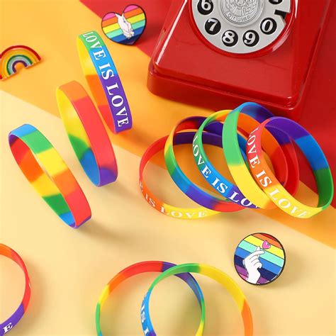 JUNEBRUSHS 42 Pulseras De Silicona De Orgullo Gay LGBT Arco Iris Accesorios Para Desfiles