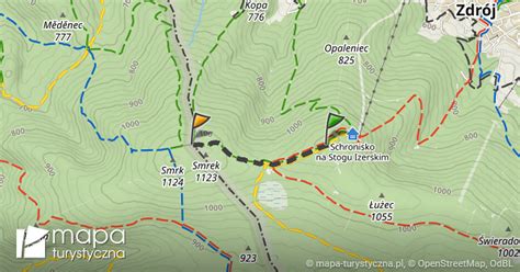 Trasa Stóg Izerski Smrek mapa turystyczna pl